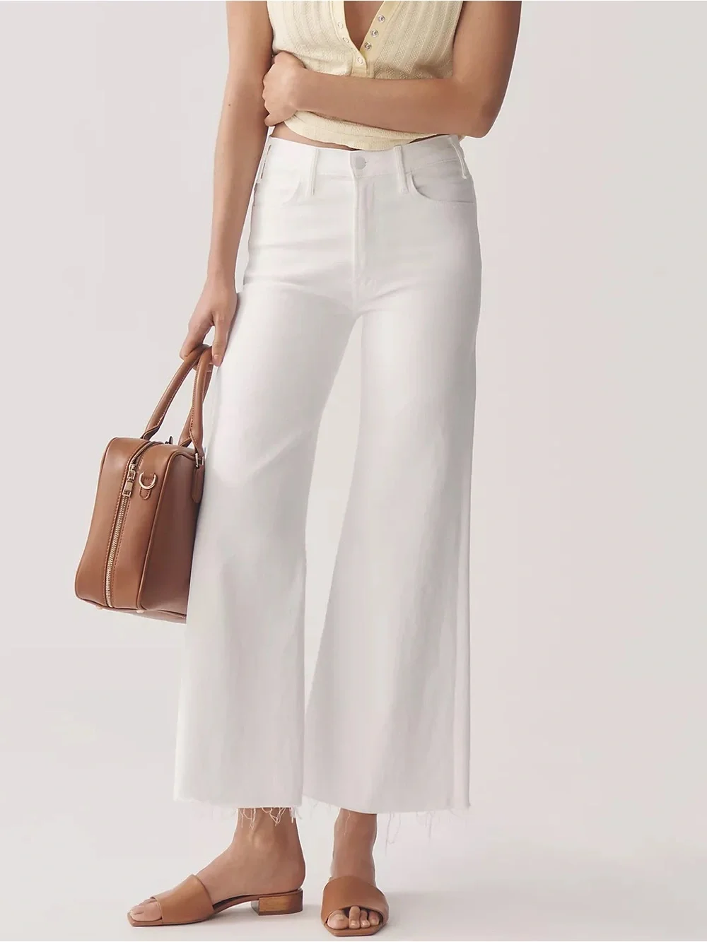 MOTHER The Hustler Roller High-Rise Ankle Jeans in Fairest Of Them All White NWT